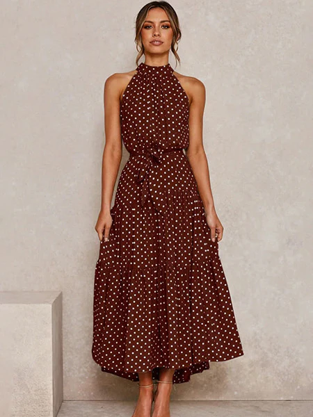 Robe à pois marron