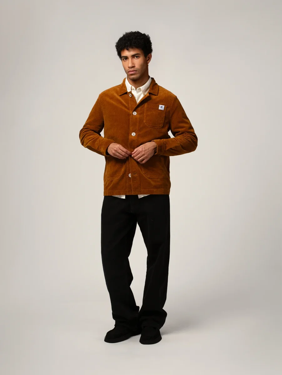 VESTE WORKER CÔTELÉ CAMEL – Image 8