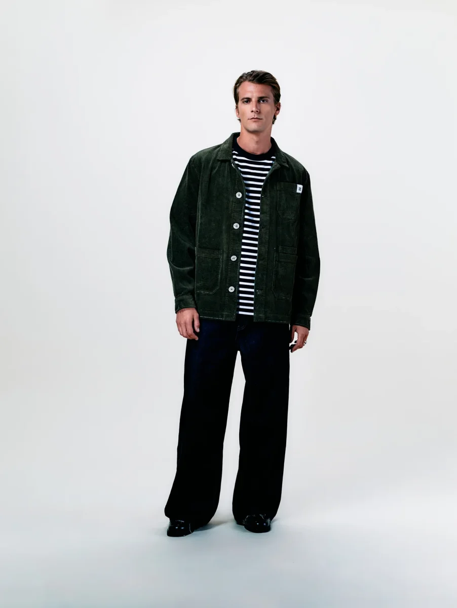 VESTE WORKER CÔTELÉ VERT OLIVE – Image 7