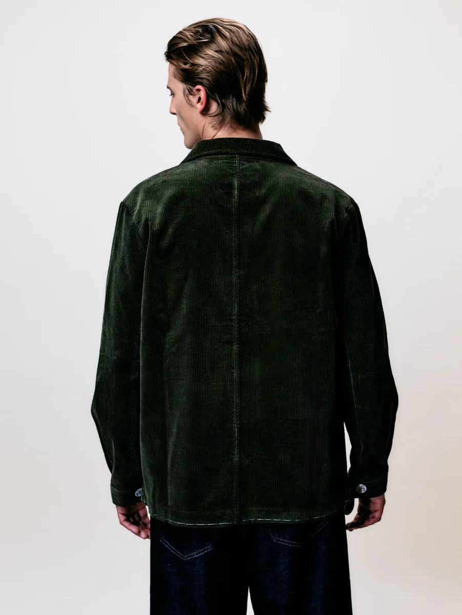 VESTE WORKER CÔTELÉ VERT OLIVE – Image 9