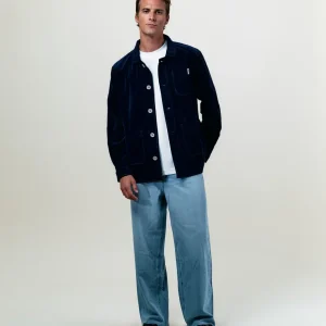 VESTE WORKER CÔTELÉ NAVY