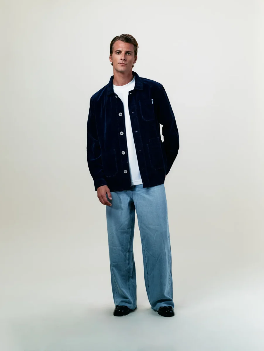 VESTE WORKER CÔTELÉ NAVY