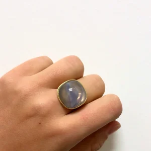 Glacine mauve - Bague carré