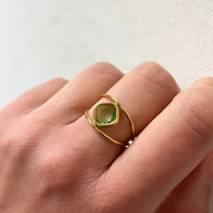 Valentine verte - Bague cristal