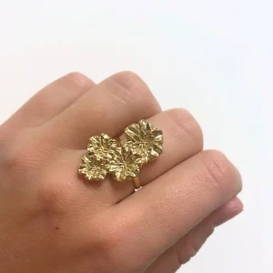 Althéa - Bague fleurs dorées