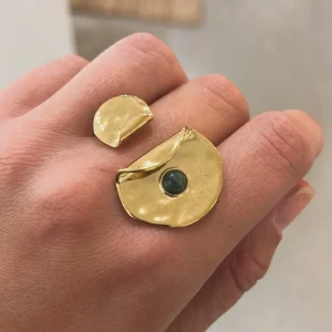 Alma verte - Bague dorée ouverte