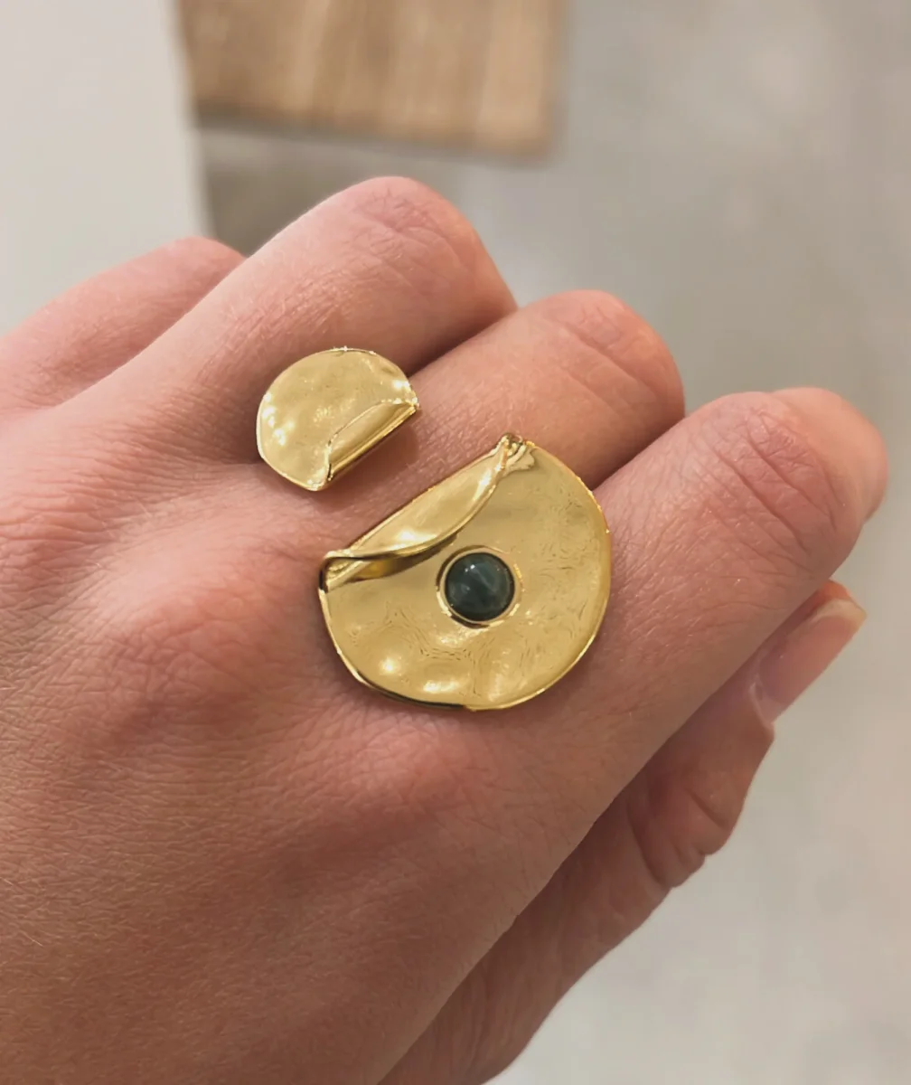 Alma verte - Bague dorée ouverte – Image 2