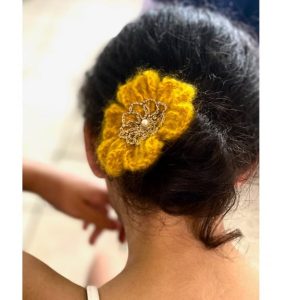 Pince cheveux fleur mohair