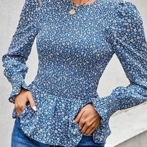 Blouse fleurie bleue