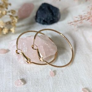 Boucles d&rsquo;oreilles créoles ciselées plaqué or, Louisa