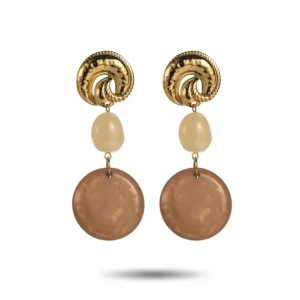 Linaé beige - Boucles d'oreilles pastilles beiges