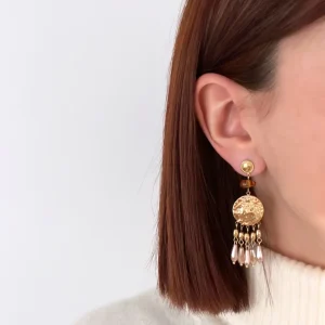 Suzanna - Boucles d’oreilles dorées à breloques