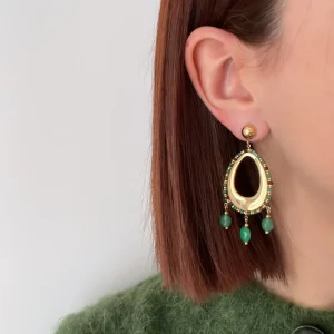 Davina vertes - Boucles d’oreilles perlées