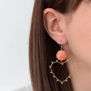 Kaina orange - Boucles d'oreilles coeur