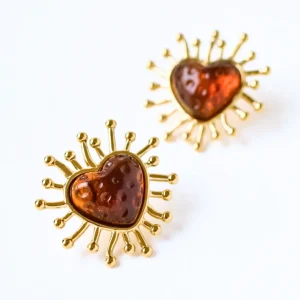 Abby marron - Boucles d'oreilles coeur