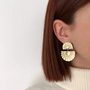 Clémentine - Boucles d’oreilles dorées effet texturé