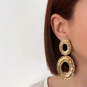Lumi - Boucles d’oreilles dorées XXL martelées