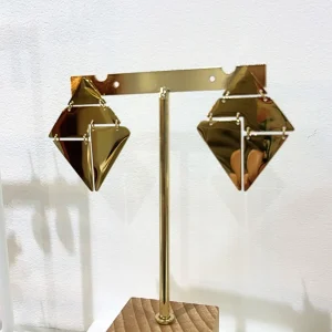 Ginna - Boucles d'oreilles losanges dorés graphiques