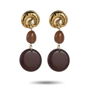 Linaé marron - Boucles d'oreilles pastilles beiges