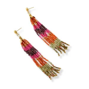 Gabrielle - Boucles d'oreilles pendantes perlées multicolores
