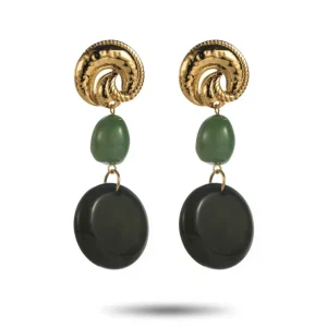 Linaé kaki - Boucles d'oreilles pastilles beiges