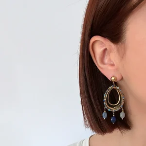 Davina bleues - Boucles d’oreilles perlées