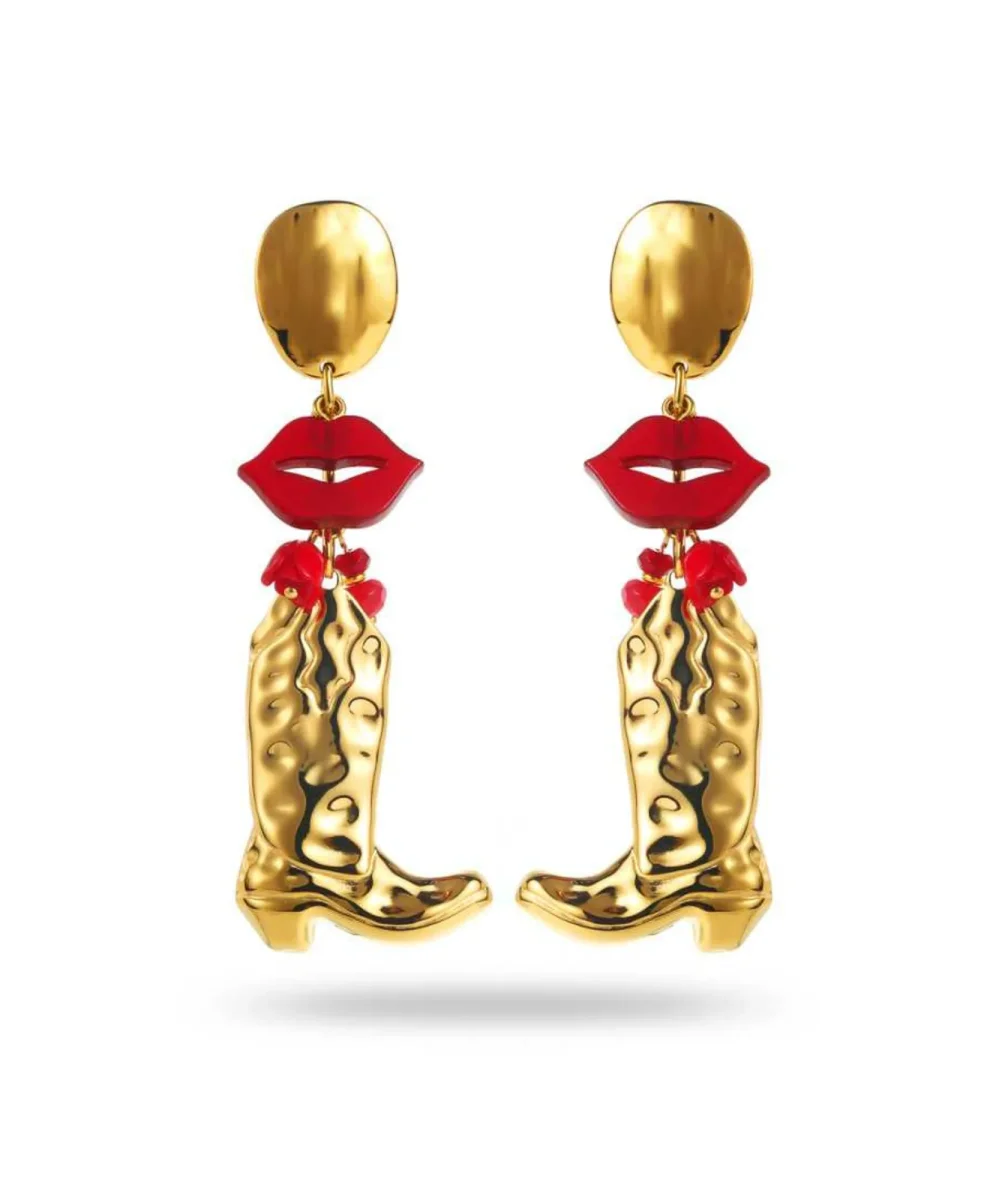 Romy - Boucles d'oreilles santiags dorées – Image 2