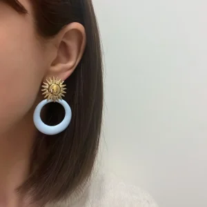 Élodie - Boucles d’oreilles soleil bleu