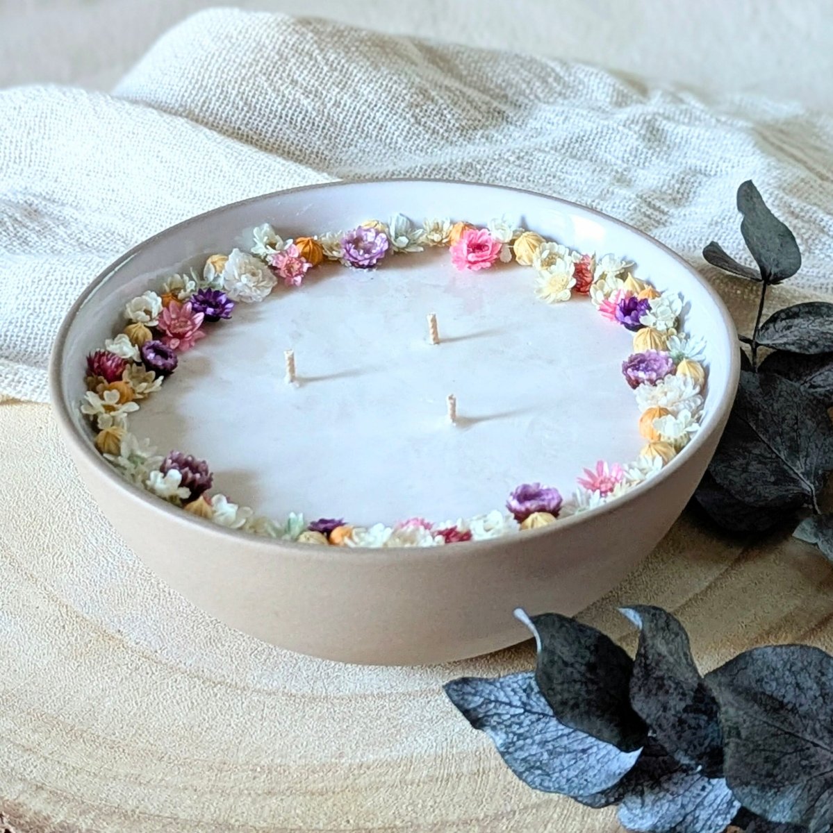 Bougie fleurie parfum bergamote mandarine, Dania – Image 2