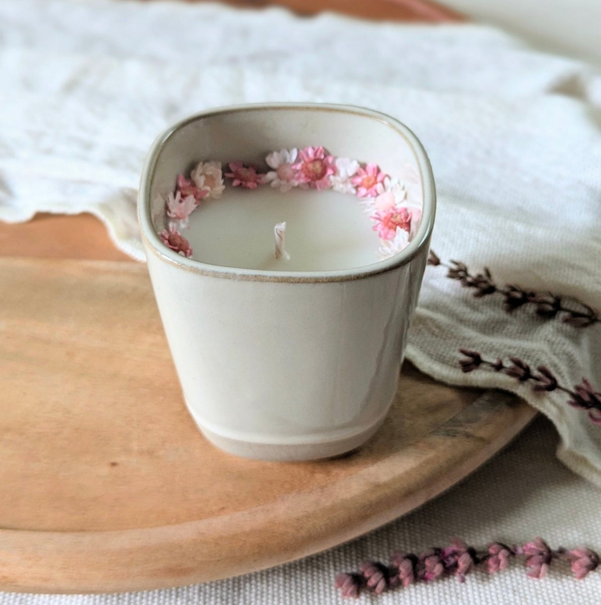 Bougie fleurie parfum gardénia, pivoine, Gloria – Image 5