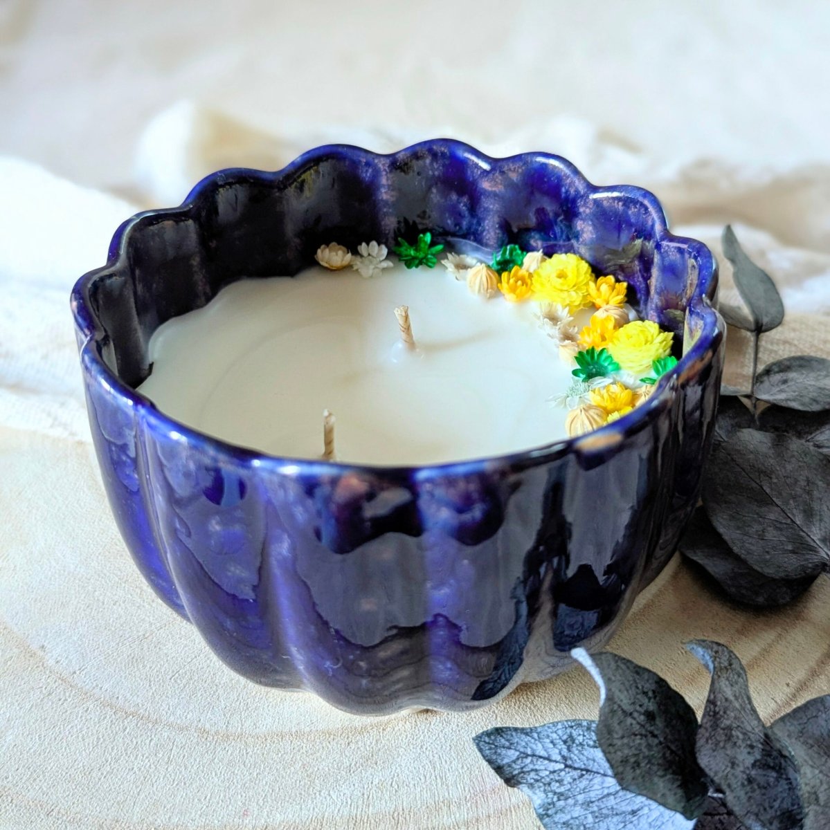 Bougie fleurie parfum bergamote bois de santal, Océane – Image 4