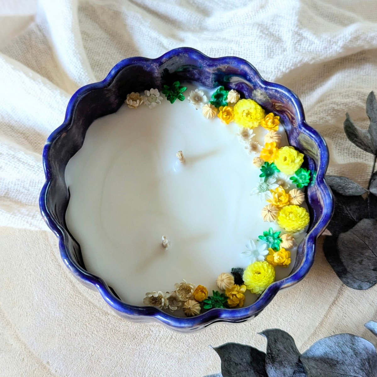 Bougie fleurie parfum bergamote bois de santal, Océane – Image 5