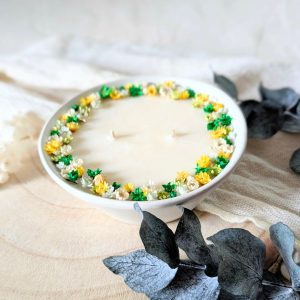 Bougie fleurie parfum pivoine, Rosae