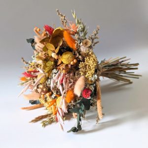 Bouquet de fleurs naturelles séchées et stabilisées couleurs chaudes, Victoire