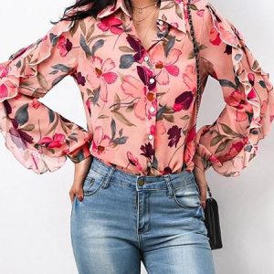 Chemise imprimée fleurie femme