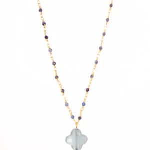 Nathalia bleu - Collier trèfle