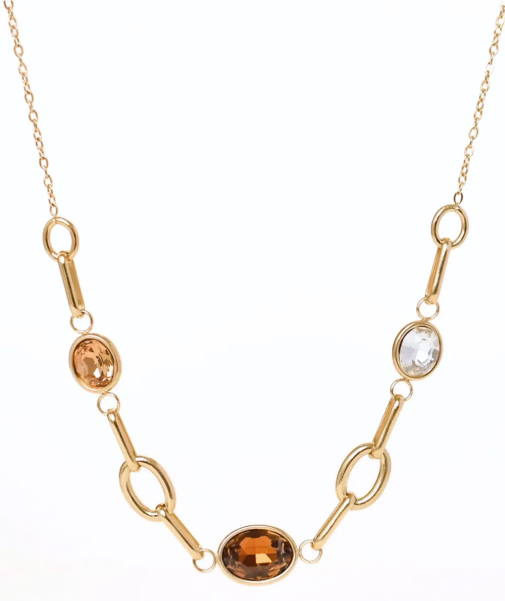 Sandy marron - Collier cristal