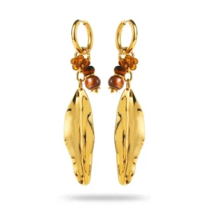 Océane marron - Créoles feuilles