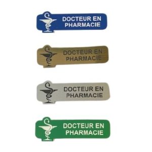 Badge docteur en pharmacie plastique