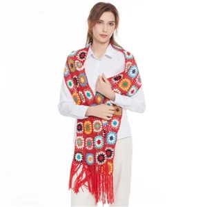 Echarpe au Crochet Raffinée Ornée de Fleurs