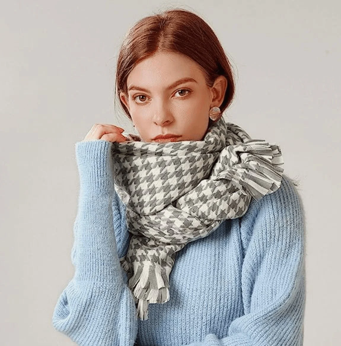 Écharpe bi-tons pied de poule – Image 4