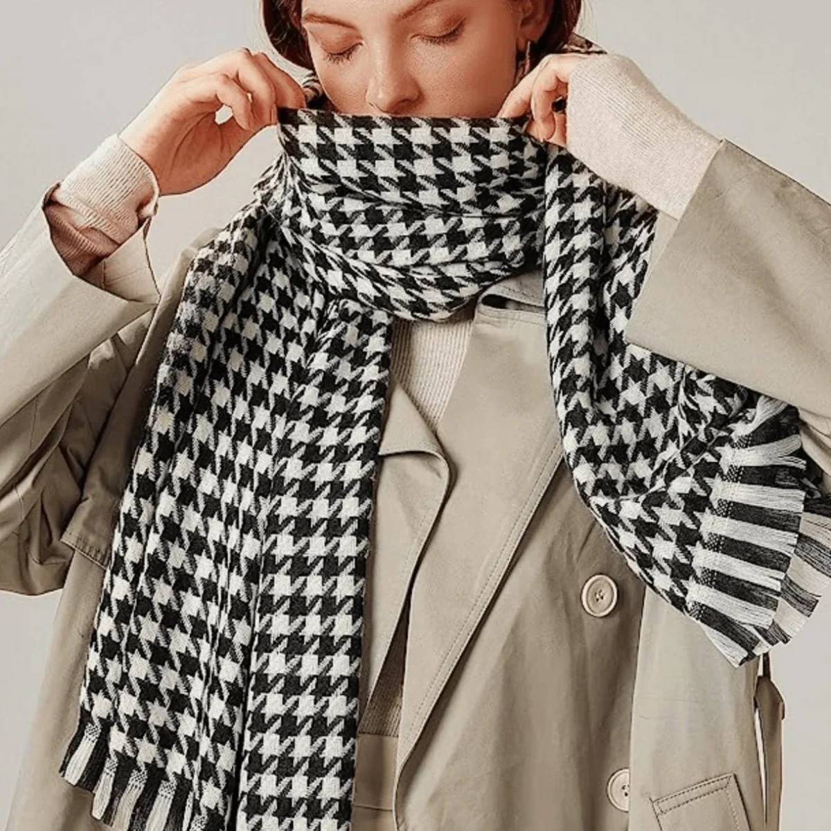 Écharpe bi-tons pied de poule