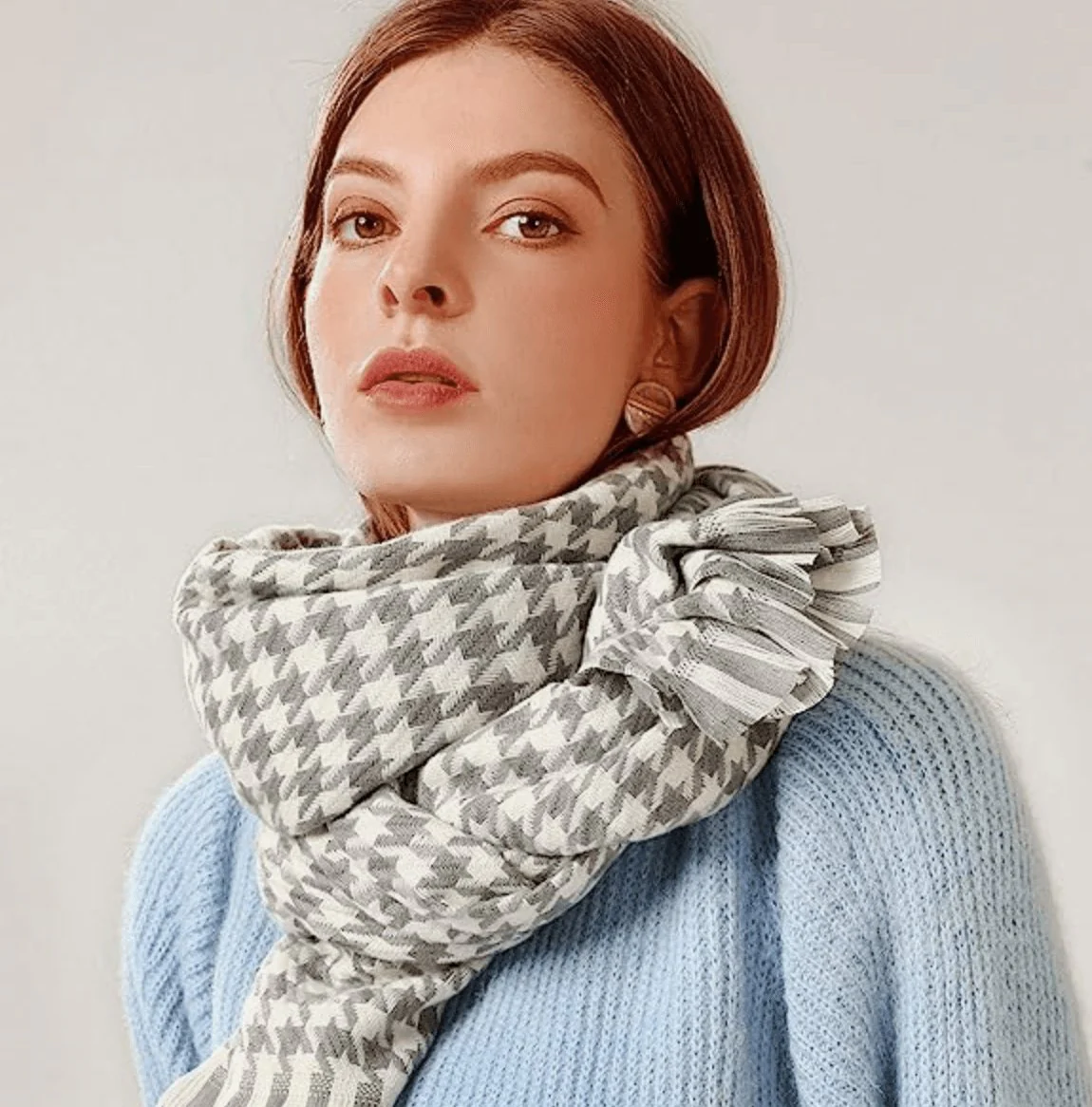 Écharpe bi-tons pied de poule – Image 6