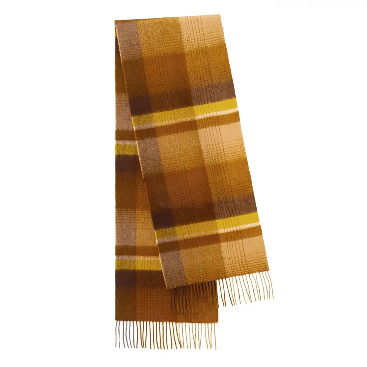 Echarpe en laine à carreaux avec ligne colorée – Image 7
