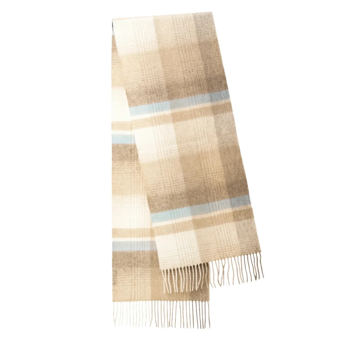 Echarpe en laine à carreaux avec ligne colorée – Image 6