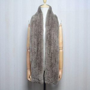 Écharpe longue en fourrure de lapin uni