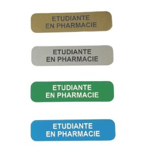 Badge etudiante en pharmacie plastique