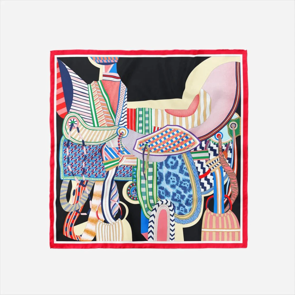 Foulard satiné imprimé orange et noir – Image 5