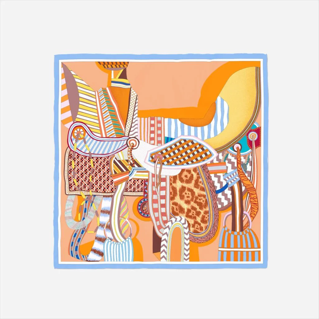 Foulard satiné imprimé orange et noir – Image 9