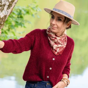 Gilet bordeaux en maille LAYANA